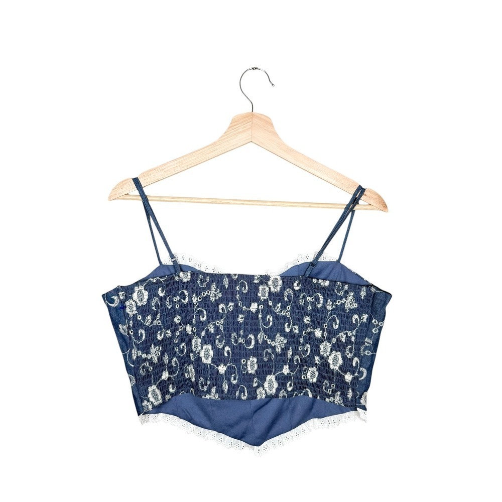 Nwt Shyanne Blue Denim Embroidered Corset Top Size M - Picture 4 of 5